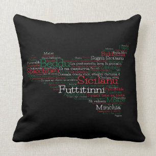 Coussin Carte d'art Word sicilien