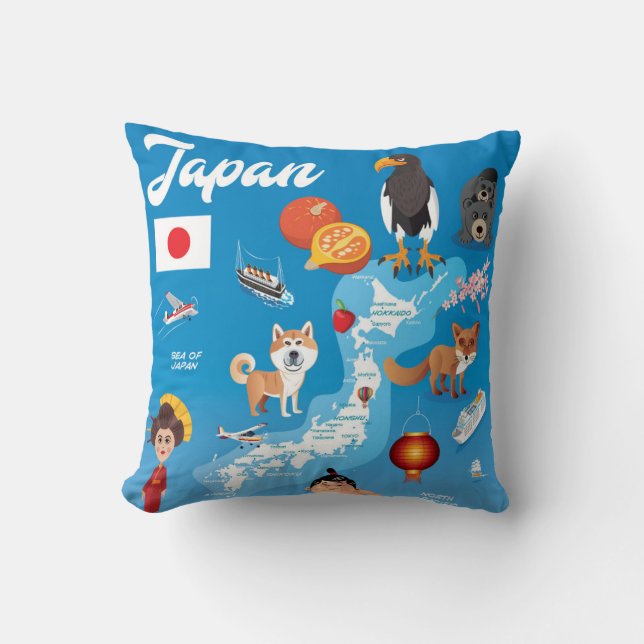 Coussin Carte de bande dessinée d'enfants du Japon (Recto)