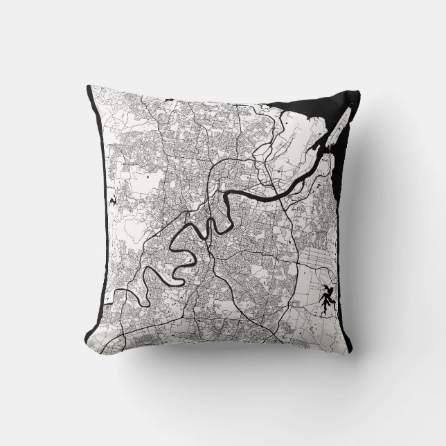 Coussin Carte de Brisbane Australie (Recto)
