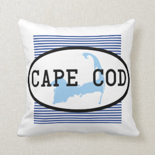 Coussin Carte de Cape Cod Silhouette Bleu Nautique