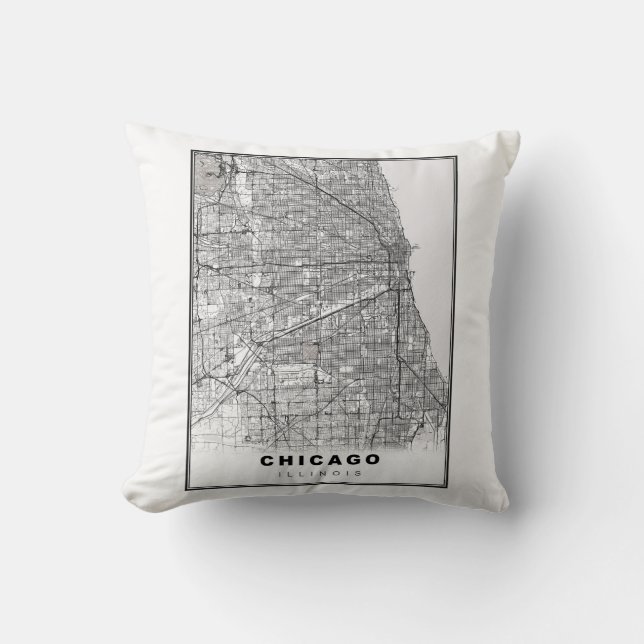 Coussin Carte de Chicago (Recto)