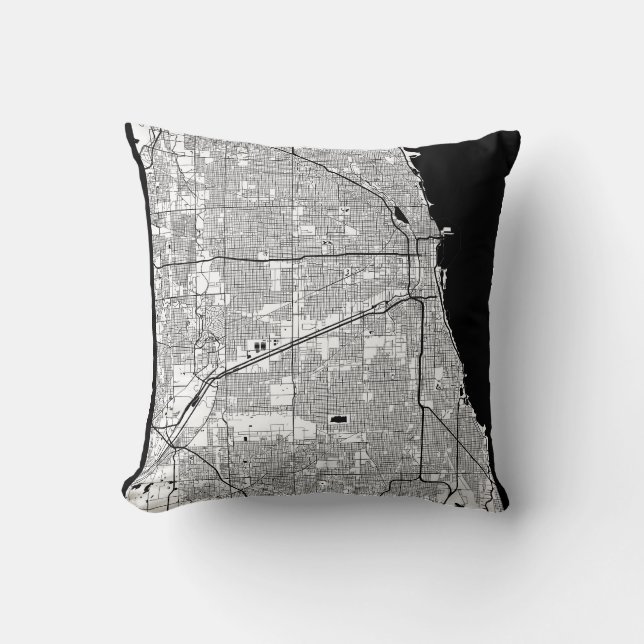 Coussin Carte de Chicago Illinois (Recto)