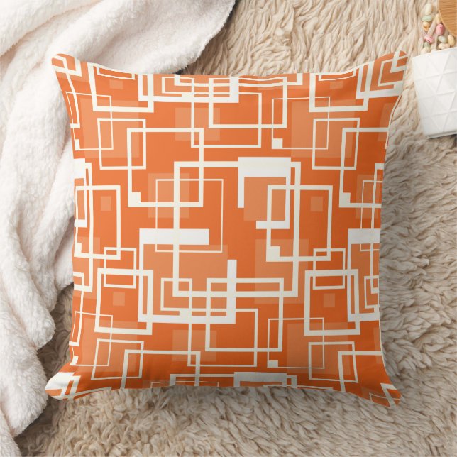 Coussin Carte de circuit Retro Orange et Ivory Carré Link (Couverture)