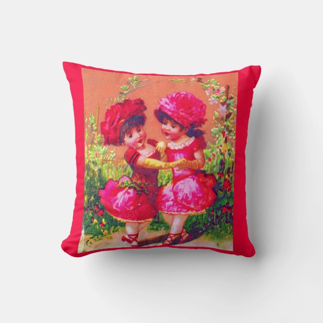 Coussin Carte de commerce victorienne petits danseurs en r (Recto)