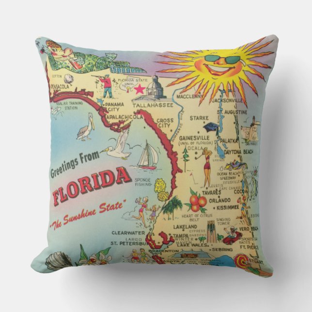 Coussin Carte de Floride (Recto)