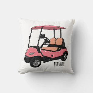Coussin Carte de golf / dessin animé en voiturette de golf
