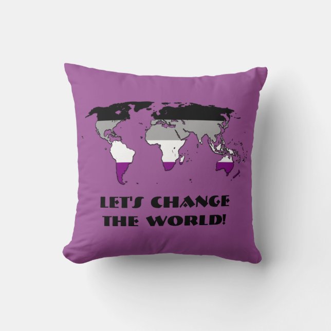Coussin Carte de la Fierté de l'Asexualité du monde Jetez  (Recto)