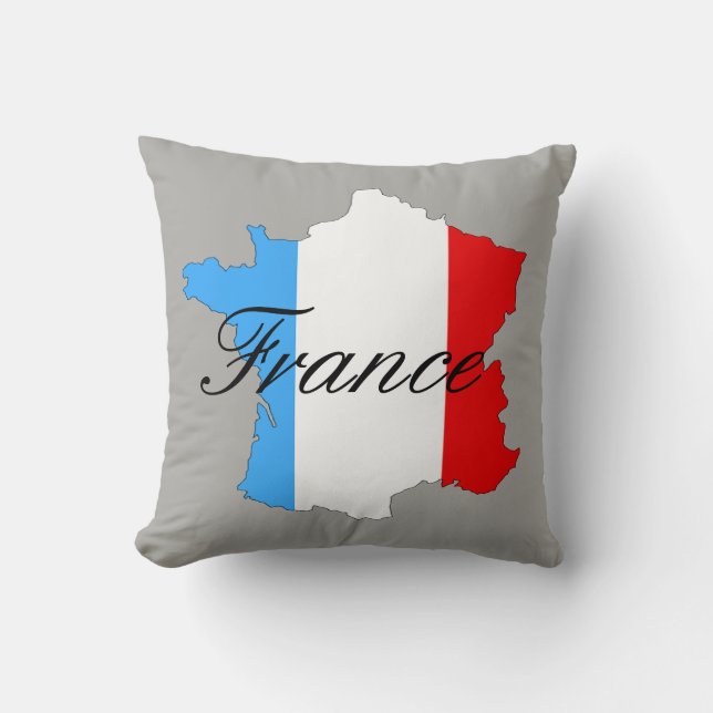 Coussin Carte de la France dans blanc et bleu rouges (Recto)