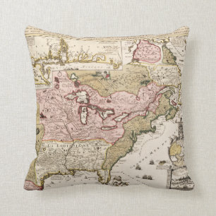 Coussin Carte de la Nouvelle-France en français médiéval d