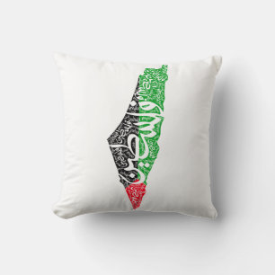 Coussin Carte de la Palestine libre et drapeau du Canada (