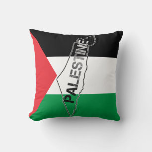 Coussin Carte de la Palestine libre sur le drapeau palesti