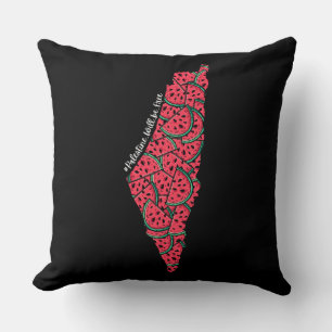 Coussin Carte de la Palestine pleine de pastèques Palest