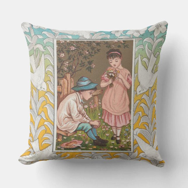 Coussin Carte de la Saint-Valentin de l'ère victorienne, 1 (Recto)