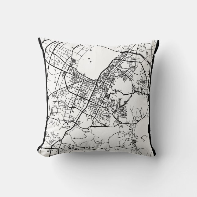 Coussin Carte de la ville d'Anshan Chine (Recto)