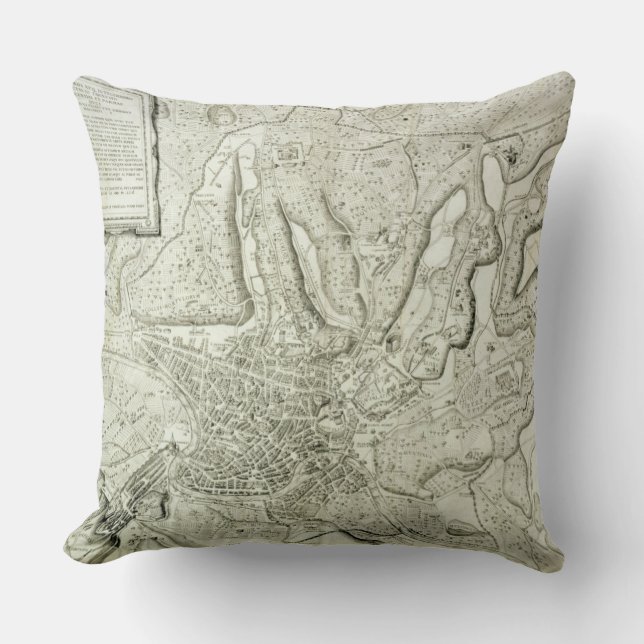 Coussin Carte de la ville de Rome, gravée par l'artiste, 1 (Recto)