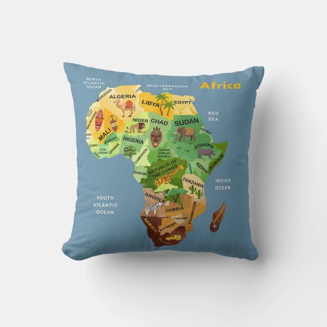 Coussin Carte de l'Afrique (Recto)