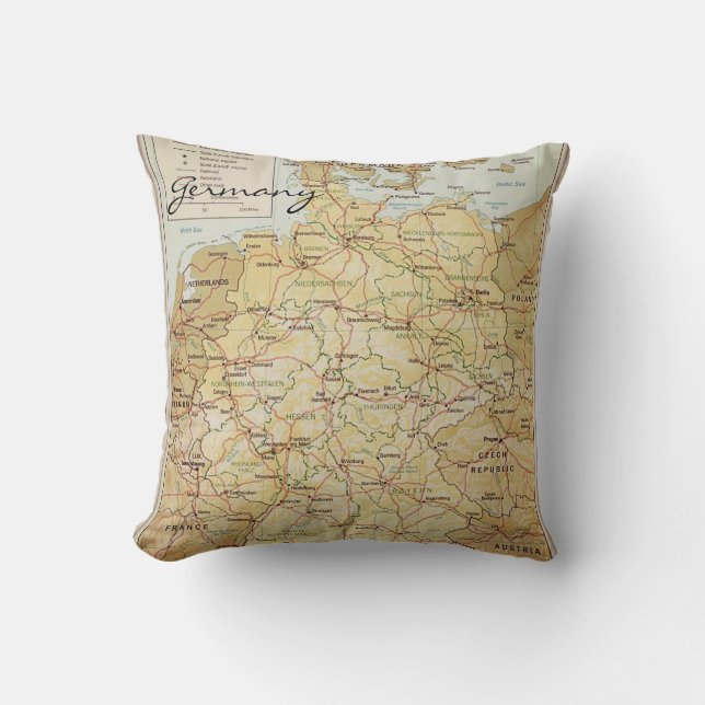 Coussin Carte de l'Allemagne (Recto)