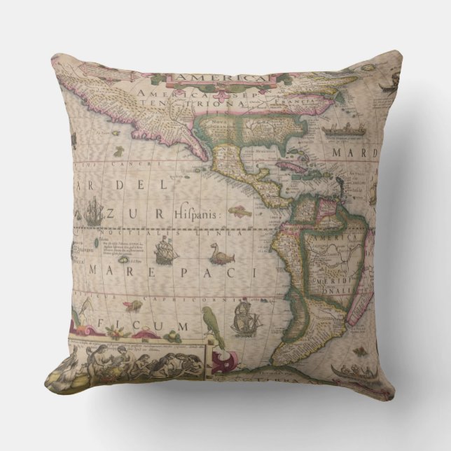 Coussin Carte de l'Amérique, du Mercator "atlas", pub. par (Recto)