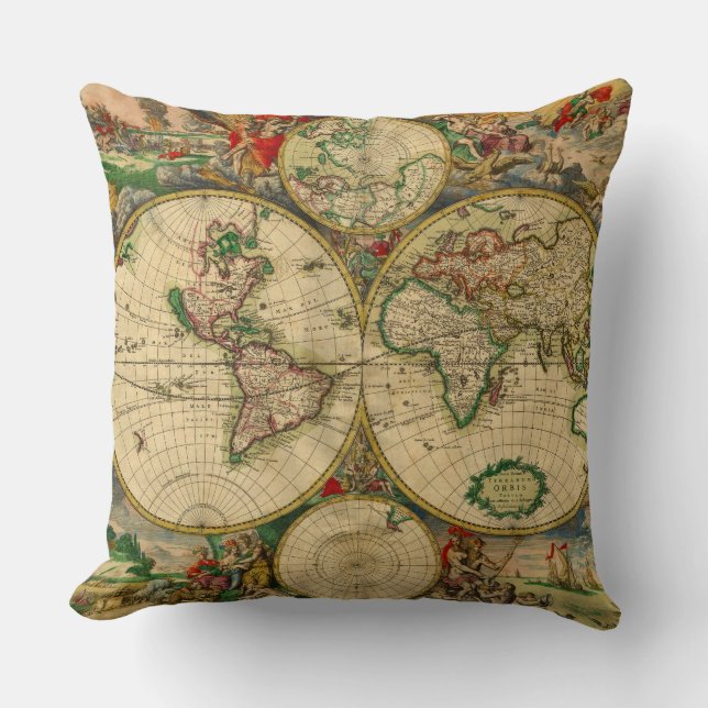 Coussin Carte de l'ancien monde (Recto)