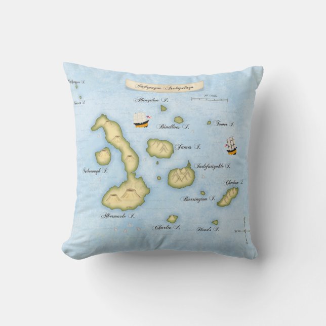 Coussin Carte de l'archipel des Galápagos Personnalisé (Recto)
