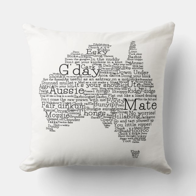 Coussin Carte de l'argot australien (Recto)