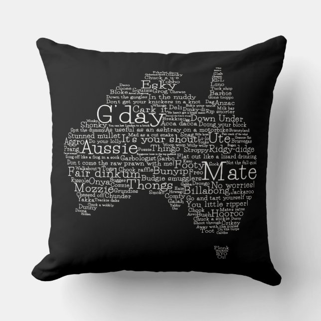 Coussin Carte de l'argot australien (Recto)