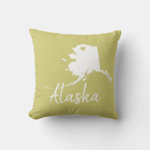 Coussin Carte de l'état de l'Alaska avec conception de for