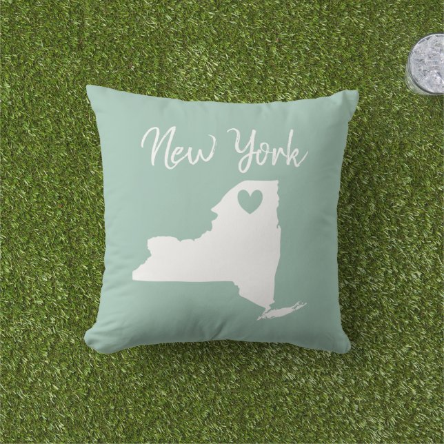 Coussin Carte de l'état de New York amour à la maison Jeu  (Herbe)