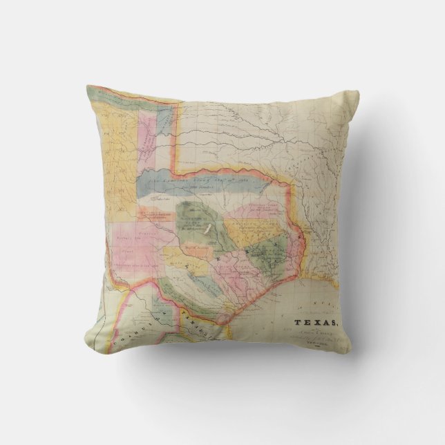 Coussin Carte de l'état du Texas | 1835 (Recto)