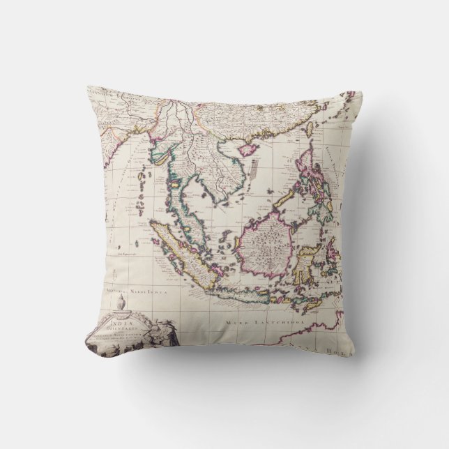 Coussin Carte de l'Inde et des Indes est (Recto)