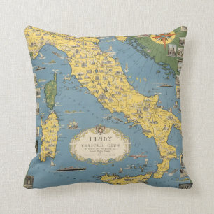 Coussin Carte de l'Italie avec Ville du Vatican