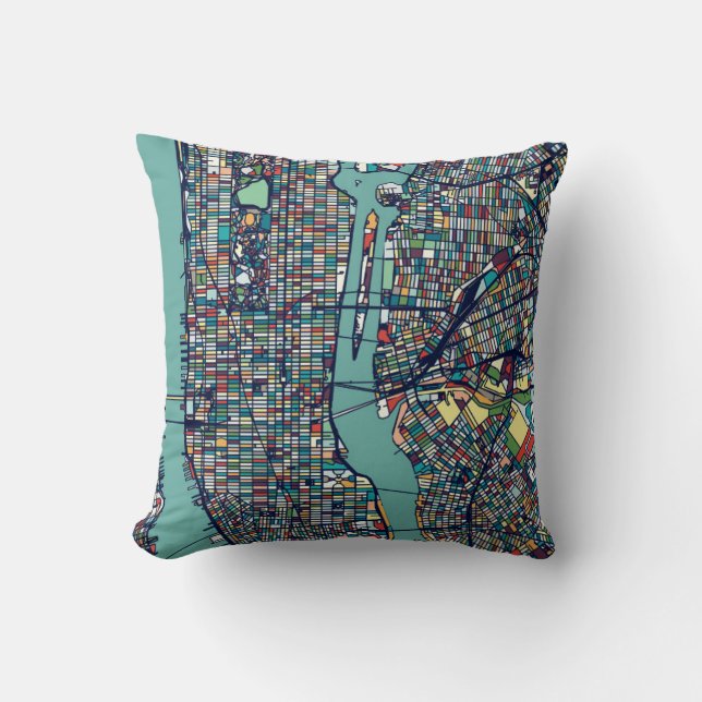 Coussin Carte de Manhattan New York (Recto)