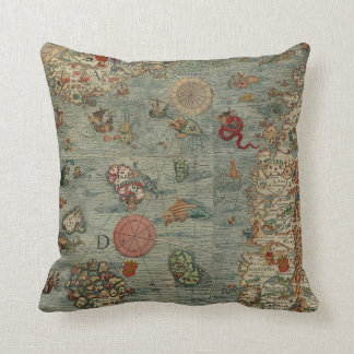 Coussin Carte de marina de Carta (licornes de mer !)
