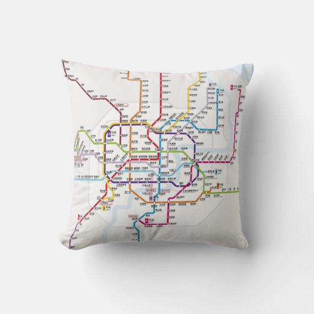 Coussin Carte de métro de Changhaï (Recto)
