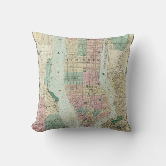 Coussin Carte de New York et de proximité (Recto)
