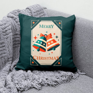 Coussin Carte de Noël - Cloches et étoiles de Noël