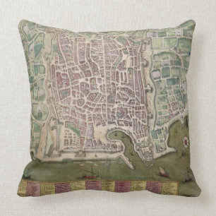 Coussin Carte de Palerme, de "Civitates Orbis Terrarum"