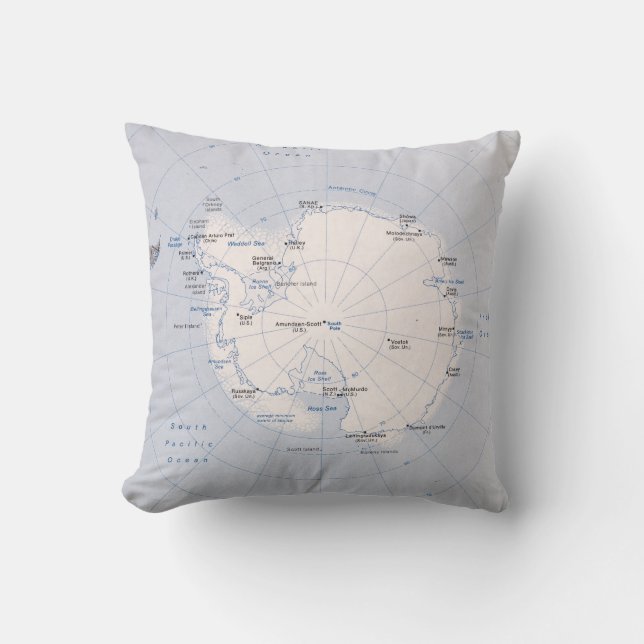 Coussin Carte de Region antarctique (1982) (Recto)