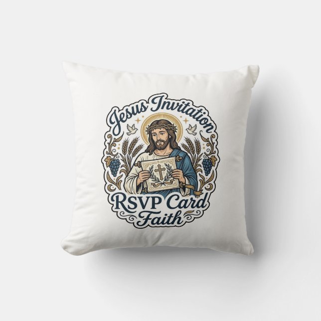 Coussin Carte de réponse à l'invitation de Jésus Foi Invit (Recto)