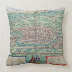 Coussin Carte de Rome, de "Civitates Orbis Terrarum" par