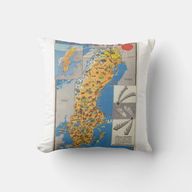 Coussin Carte de Suède (Recto)