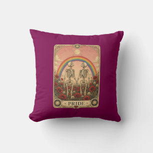 Coussin Carte de tarot vintage Fierté Squelette Amants Arc