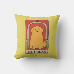 Coussin Carte de tarot vintage Le chien Retriever doré 