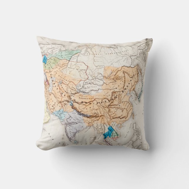 Coussin Carte de temps de l'Asie | de Kublai Khan (Recto)