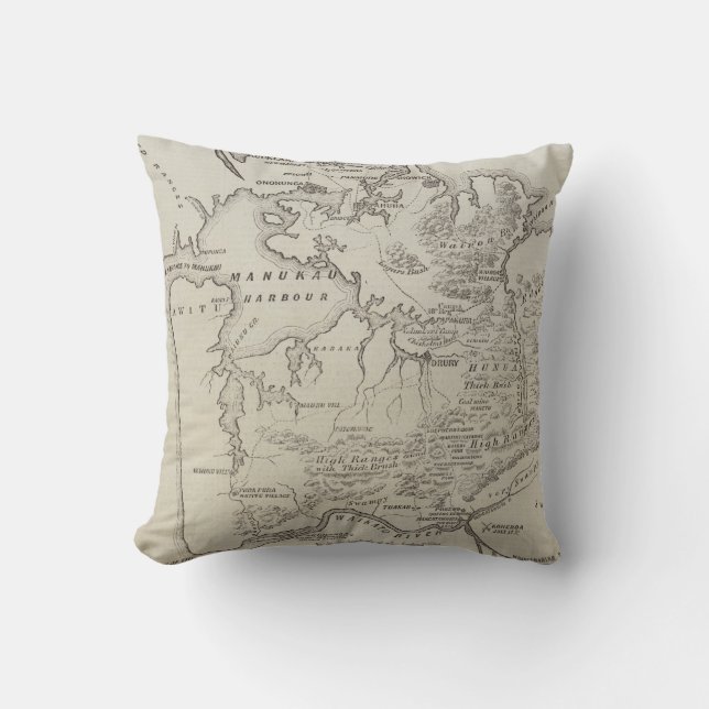 Coussin Carte de terre entre Auckland et rivière de (Recto)