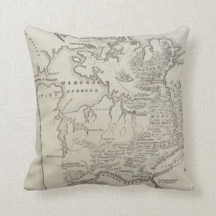 Coussin Carte de terre entre Auckland et rivière de