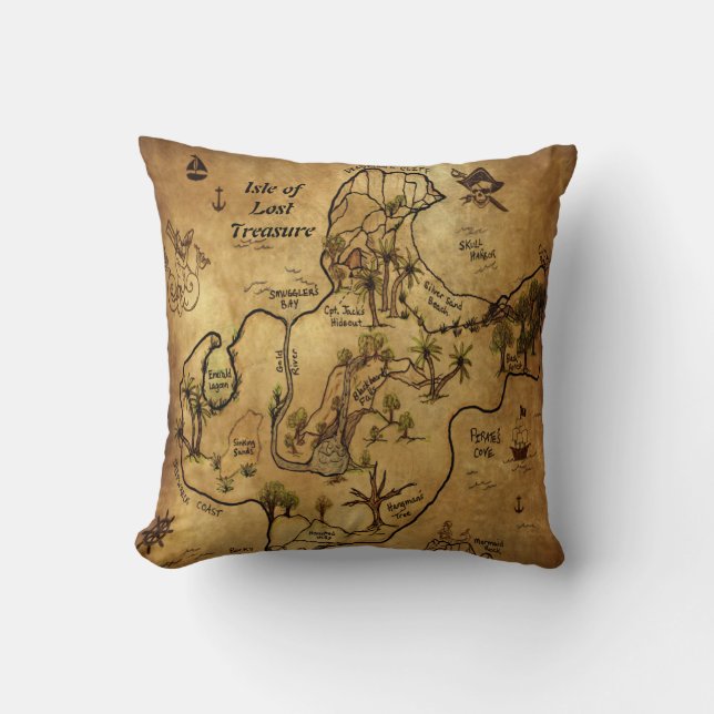 Coussin Carte de trésor de pirate (Recto)