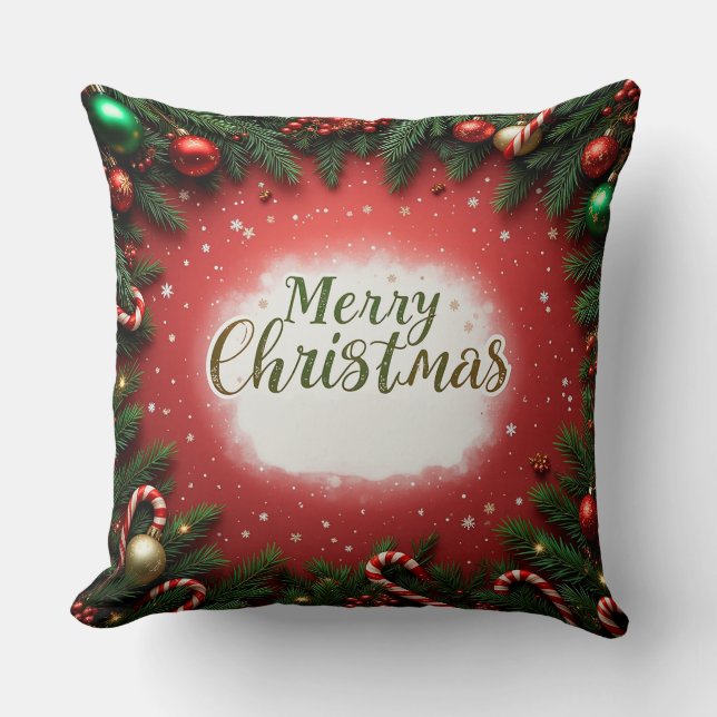 Coussin Carte de voeux de Noël avec décorations (Recto)