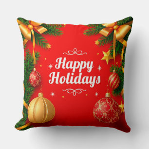 Coussin Carte de vœux festive de Noël avec décorations