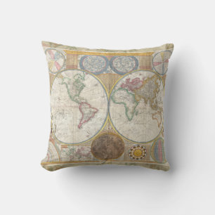 Coussin Carte de voyage antique vintage Géographie du mond